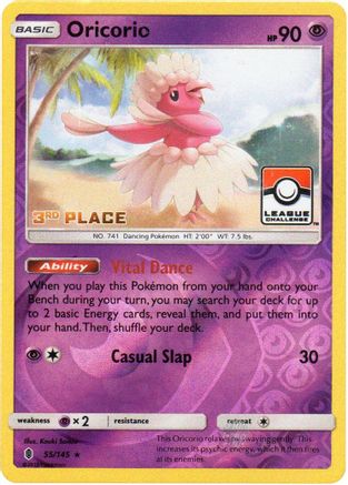 Oricorio (League Challenge) [3rd Place] (55/145) [League & Championship Cards] Reverse Holofoil - Promo
