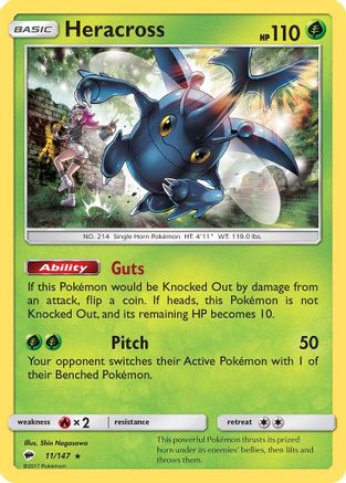 Heracross (011/147) [SM  Burning Shadows] Reverse Holofoil - Rare