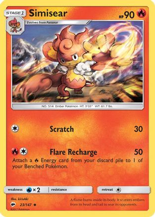 Simisear (023/147) [SM  Burning Shadows] Reverse Holofoil - Uncommon