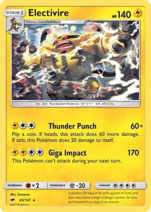 Electivire (43/147) [SM  Burning Shadows] - Rare