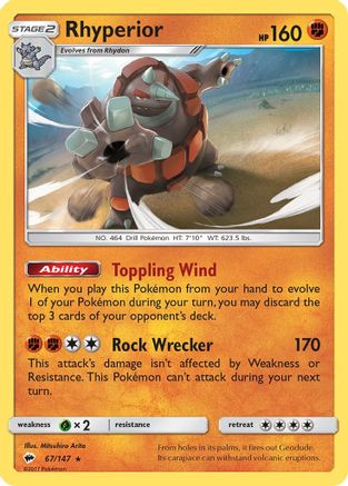 Rhyperior (067/147) [SM  Burning Shadows] Reverse Holofoil - Holo Rare