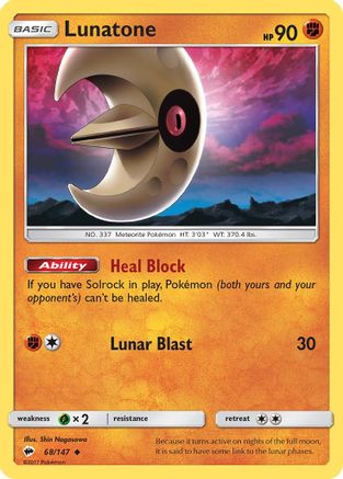 Lunatone (068/147) [SM  Burning Shadows] - Uncommon