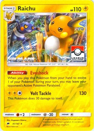 Raichu (League Challenge) [2nd Place] (41/147) [League & Championship Cards] Reverse Holofoil - Promo