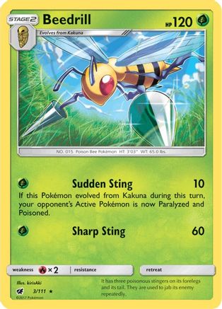 Beedrill (3/111) [SM  Crimson Invasion] Reverse Holofoil - Rare