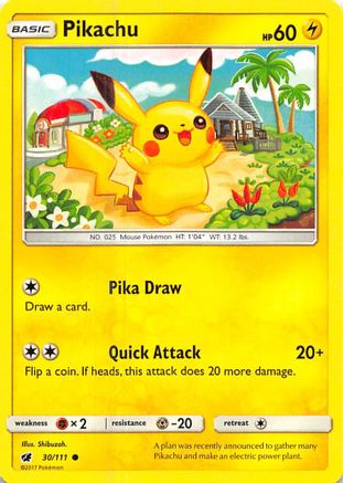Pikachu (030/111) [SM  Crimson Invasion] Reverse Holofoil - Common
