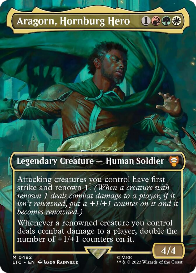 Aragorn, Hornburg Hero (Borderless) (LTC-492) [Tales of Middle-earth Commander] Foil