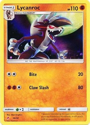 Lycanroc (#30 Holofoil) (30) [SM Trainer Kit Lycanroc & Alolan Raichu] Holofoil - Uncommon