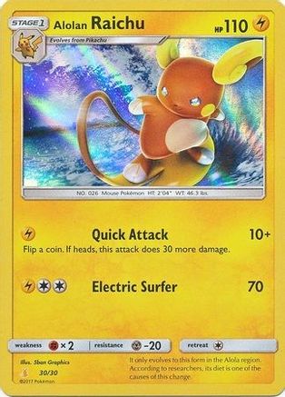Alolan Raichu (#30 Holofoil) (030) [SM Trainer Kit Lycanroc & Alolan Raichu] Holofoil - Uncommon