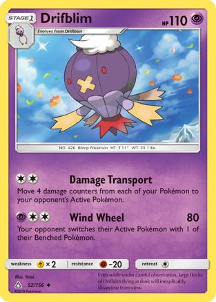 Drifblim (52/156) [SM  Ultra Prism] Reverse Holofoil - Uncommon