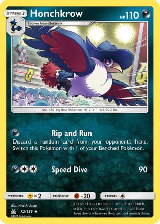 Honchkrow (72/156) [SM  Ultra Prism] Reverse Holofoil - Uncommon