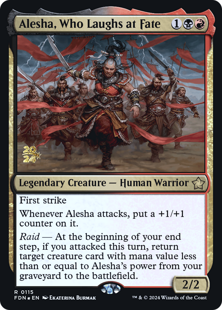 Alesha, Who Laughs at Fate (PRE-115) [Foundations Promos] Foil