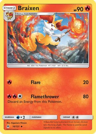 Braixen (16/131) [SM  Forbidden Light] - Uncommon