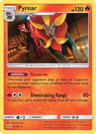 Pyroar (19/131) [SM  Forbidden Light] Reverse Holofoil - Holo Rare