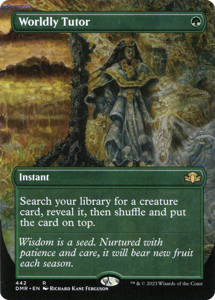 Worldly Tutor (Borderless) (DMR-442) [Dominaria Remastered] Foil