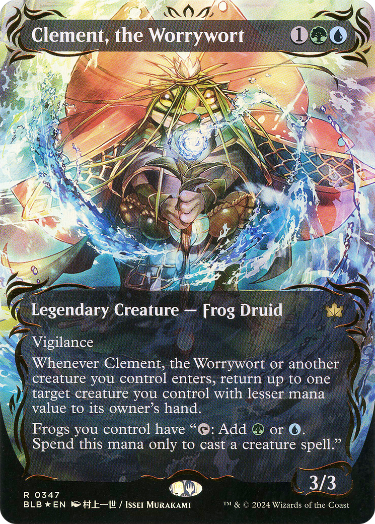 Clement, the Worrywort (Borderless) (Raised Foil) (BLB-347) (Showcase) [Bloomburrow] Foil