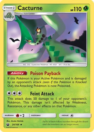 Cacturne (20/168) [SM  Celestial Storm] Reverse Holofoil - Uncommon