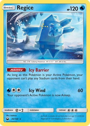 Regice (045/168) [SM  Celestial Storm] - Rare