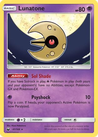 Lunatone (61/168) [SM  Celestial Storm] Holofoil - Holo Rare