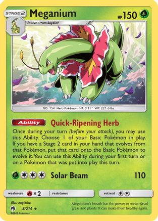 Meganium (008/214) [SM  Lost Thunder] Reverse Holofoil - Holo Rare