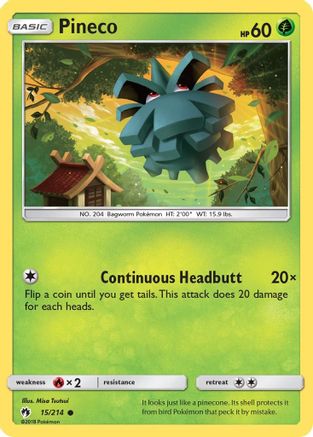 Pineco (15/214) [SM  Lost Thunder] Reverse Holofoil - Common