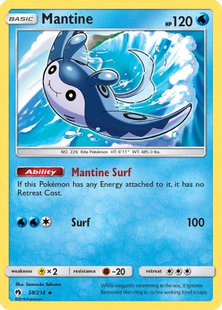 Mantine (58/214) [SM  Lost Thunder] Reverse Holofoil - Uncommon