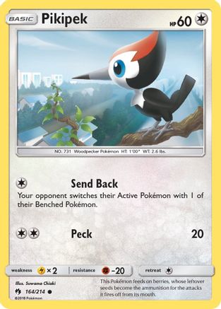 Pikipek (164/214) [SM  Lost Thunder] Reverse Holofoil - Common