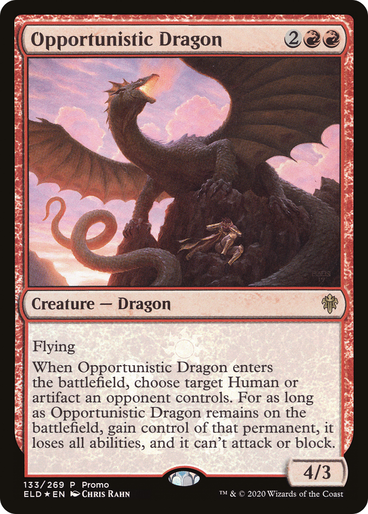 Opportunistic Dragon (MEDIA-133) [Throne of Eldraine Promos] Foil