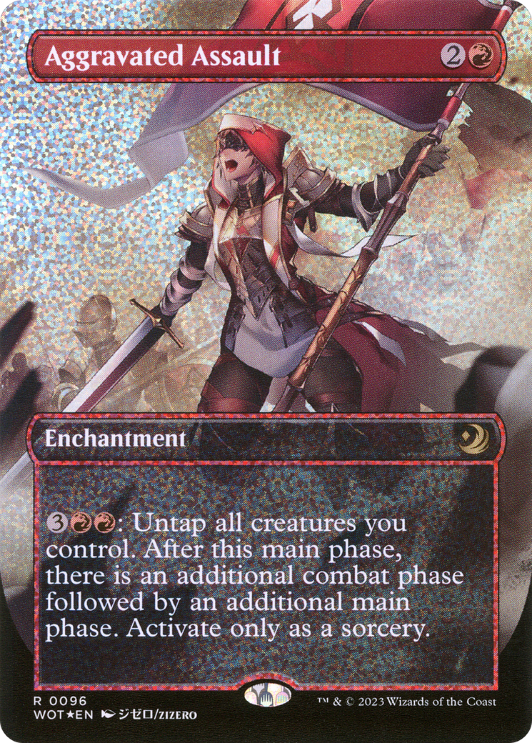 Aggravated Assault (Anime Borderless) (Confetti Foil) (WOT-096) [Wilds of Eldraine: Enchanting Tales] Foil