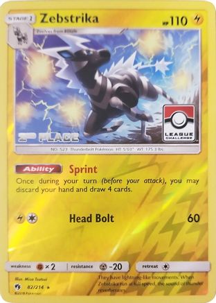 Zebstrika (League Challenge) [2nd Place] (082/214) [League & Championship Cards] Reverse Holofoil - Promo