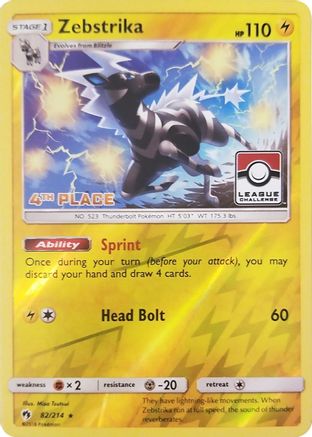 Zebstrika (League Challenge) [4th Place] (82/214) [League & Championship Cards] Reverse Holofoil - Promo