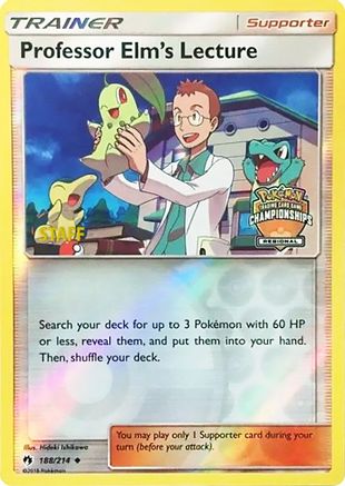 Professor Elm's Lecture (Regional Championships) [Staff] (188/214) [League & Championship Cards] Reverse Holofoil - Promo