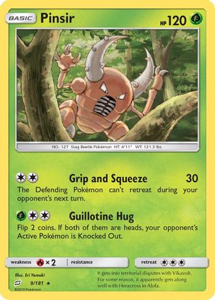 Pinsir (9/181) [SM  Team Up] Reverse Holofoil - Rare