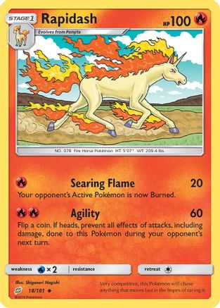 Rapidash (018/181) [SM  Team Up] Reverse Holofoil - Uncommon