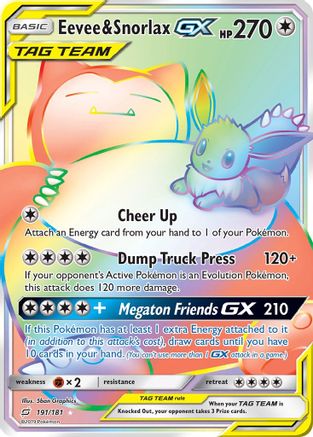 Eevee & Snorlax GX (Secret) (191/181) [SM  Team Up] Holofoil - Secret Rare