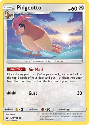 Pidgeotto (123/181) [SM  Team Up] Reverse Holofoil - Common