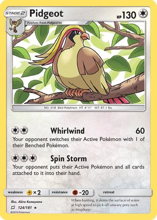 Pidgeot (124/181) [SM  Team Up] Reverse Holofoil - Rare