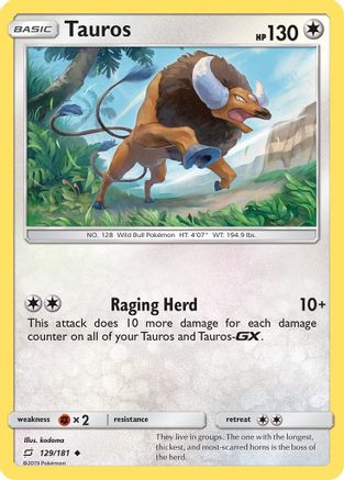 Tauros (129/181) [SM  Team Up] Reverse Holofoil - Uncommon