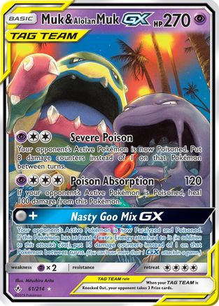 Muk & Alolan Muk GX (061/214) [SM  Unbroken Bonds] Holofoil - Ultra Rare