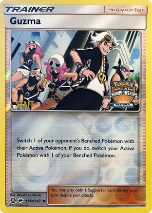 Guzma (Regional Championships) [Staff] (115a/147) [League & Championship Cards] Reverse Holofoil - Promo