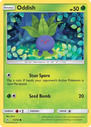 Oddish (005/214) [SM  Unbroken Bonds] Reverse Holofoil - Common