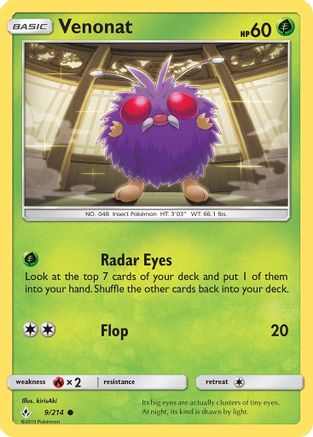 Venonat (009/214) [SM  Unbroken Bonds] Reverse Holofoil - Common