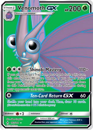Venomoth GX (Full Art) (193/214) [SM  Unbroken Bonds] Holofoil - Ultra Rare