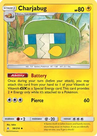 Charjabug (058/214) [SM  Unbroken Bonds] Reverse Holofoil - Uncommon