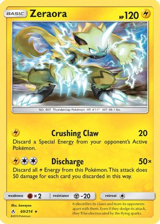 Zeraora (060/214) [SM  Unbroken Bonds] Reverse Holofoil - Rare