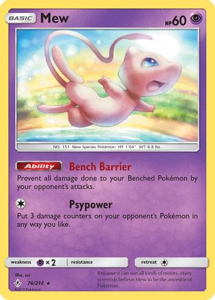 Mew (076/214) [SM  Unbroken Bonds] Reverse Holofoil - Holo Rare