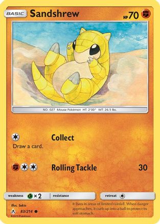Sandshrew (083/214) [SM  Unbroken Bonds] Reverse Holofoil - Common