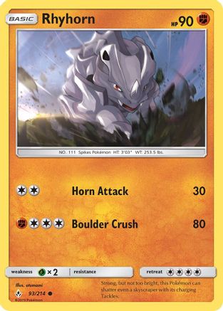 Rhyhorn (093/214) [SM  Unbroken Bonds] Reverse Holofoil - Common
