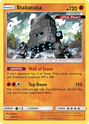 Stakataka (106/214) [SM  Unbroken Bonds] Reverse Holofoil - Holo Rare