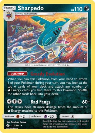 Sharpedo (111/214) [SM  Unbroken Bonds] - Rare