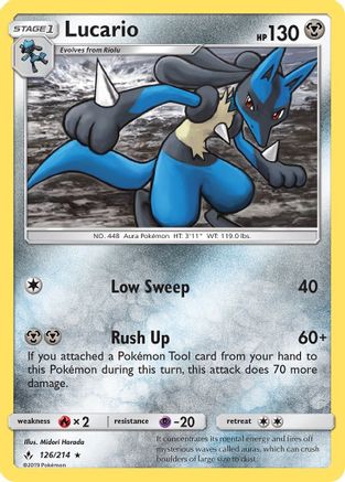Lucario (126/214) [SM  Unbroken Bonds] Reverse Holofoil - Holo Rare